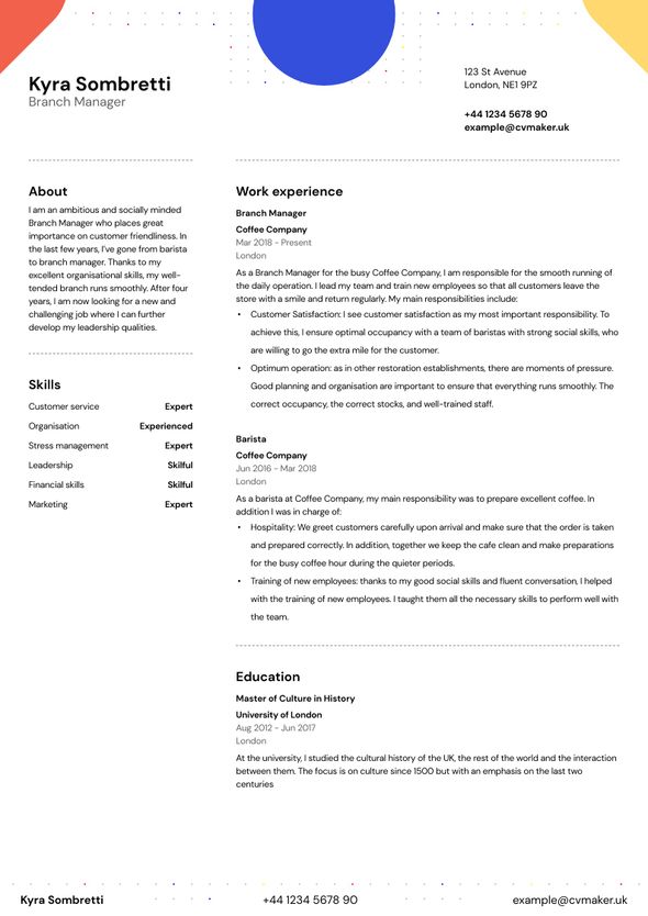 CV keskitason kokemuksella